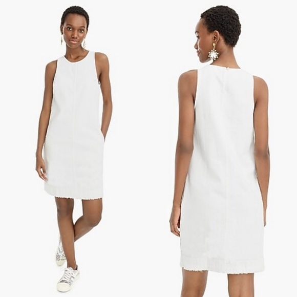 j crew white denim dress